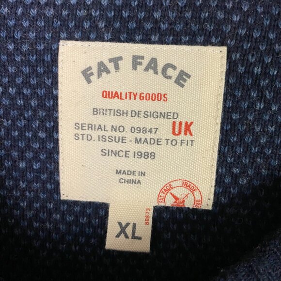 Fat Face Crewneck Sweater Jumper Men's XL Blue Striped Crew Neck Cotton Wool - Picture 5 of 11